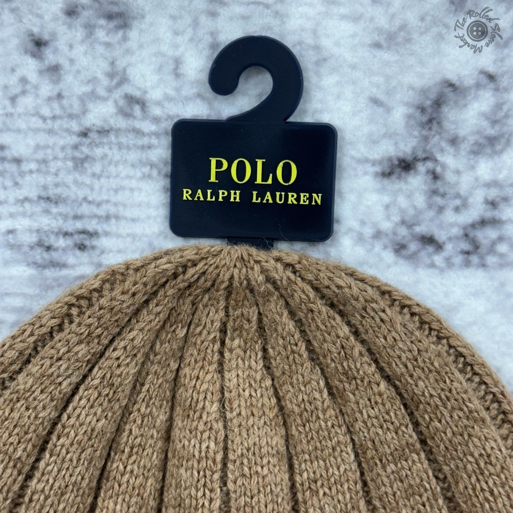 NWT - Polo Ralph Lauren Men's Adult Cuffed Beanie Winter Hat Brown Tan One Size - Picture 5 of 7